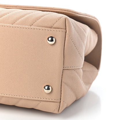 Chanel Caviar Chevron Quilted Small Coco Handle Flap Beige 9 of 9