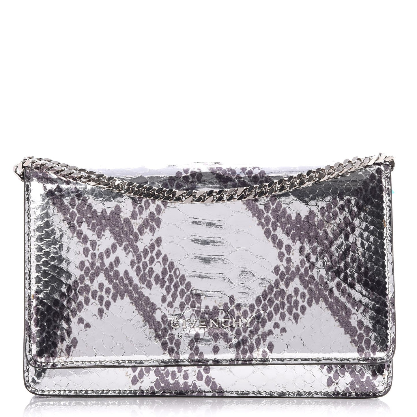 Metallic Python Pandora Chain Wallet Silver