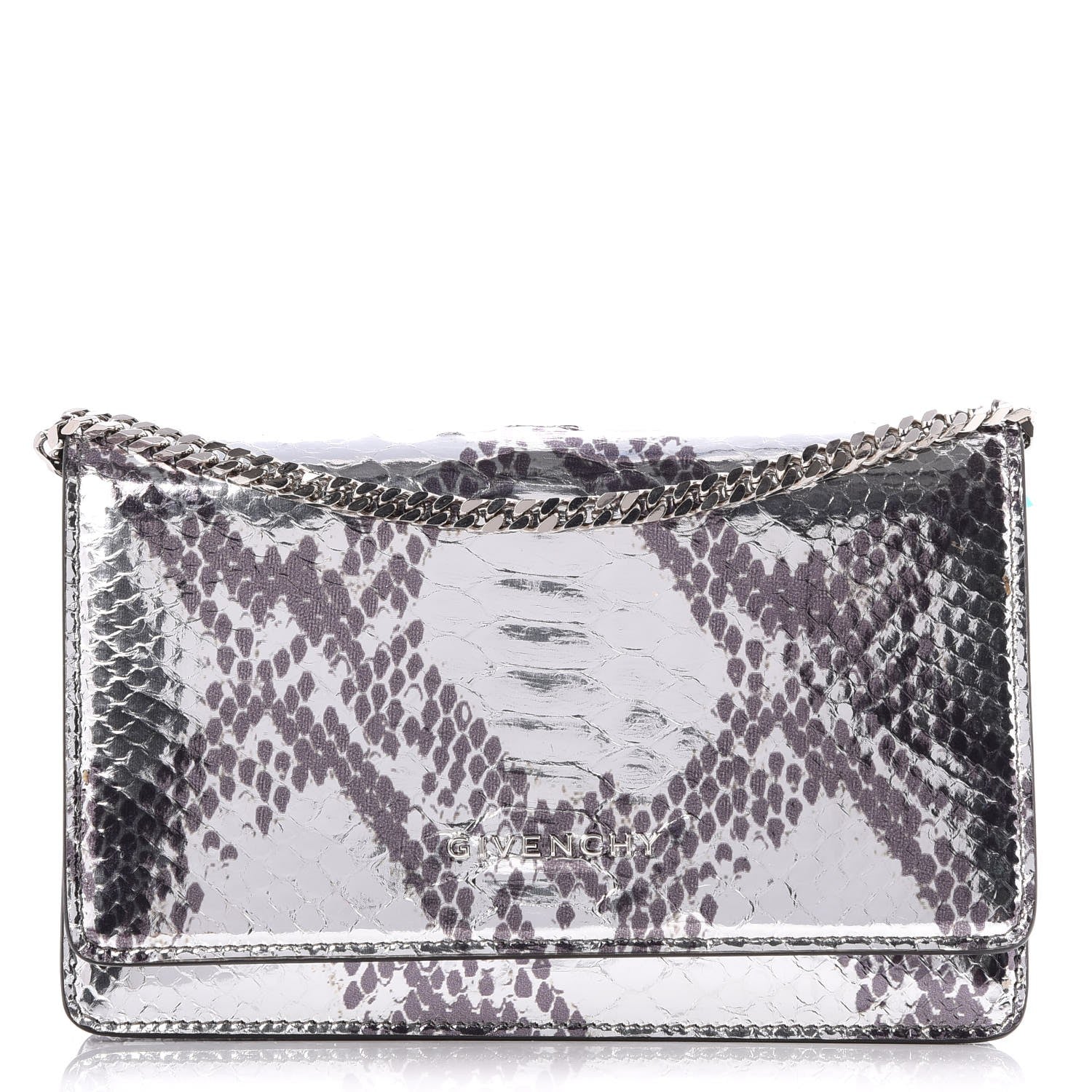 Givenchy Metallic Python Pandora Chain Wallet Silver 1 of 9