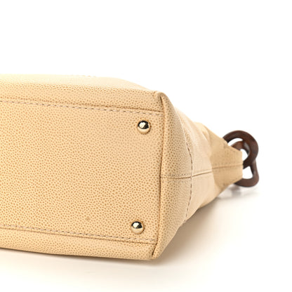 Chanel Caviar CC Wood Chain Hobo Beige 10 of 11