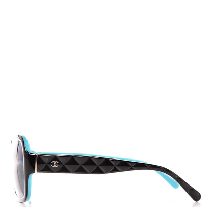 Chanel Quilted CC Sunglasses 5124 Black Turquoise 3 of 8