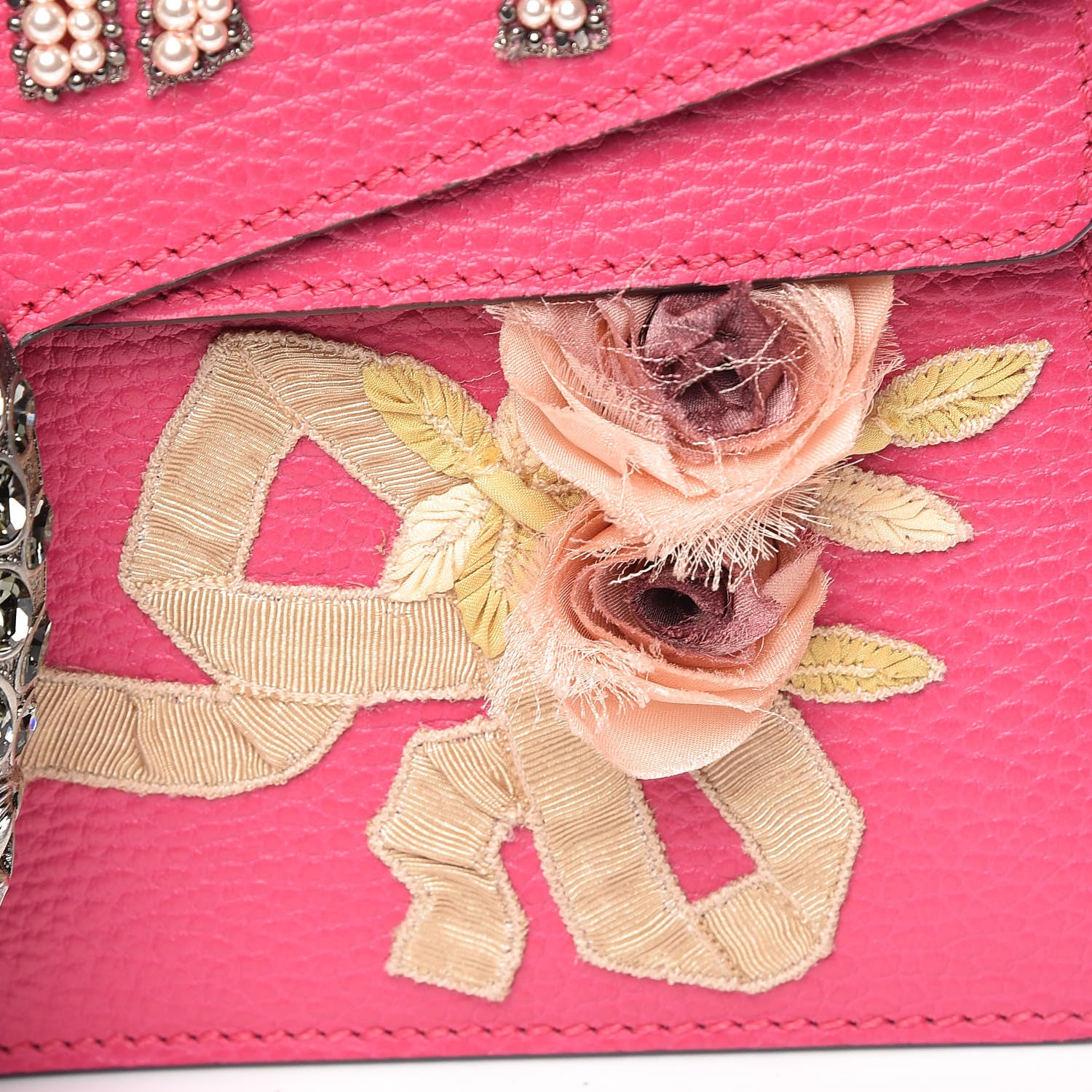 Gucci Pebbled Calfskin Embellished Guccify Small Dionysus Shoulder Bag Rosa 12 of 13