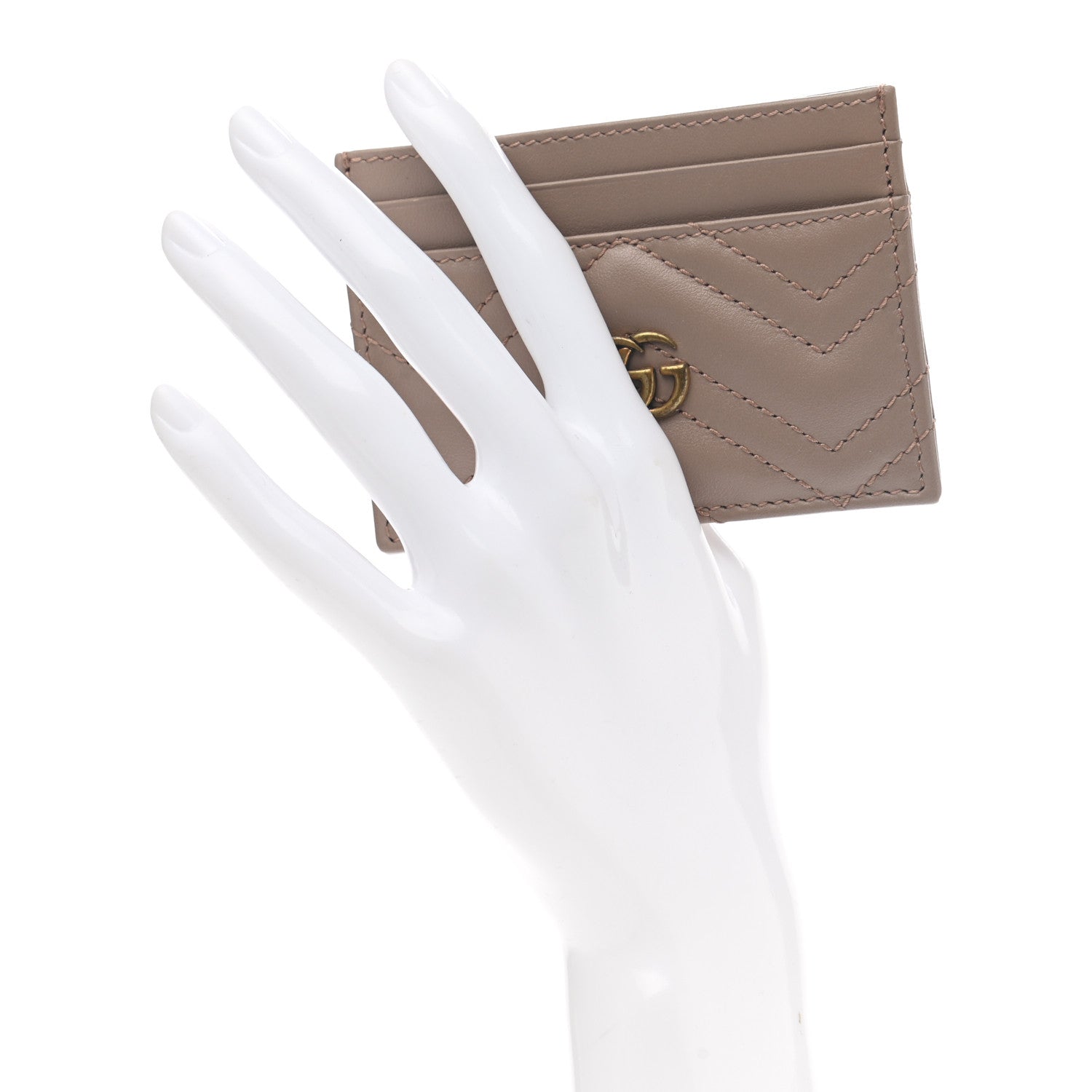 Gucci Calfskin Matelasse GG Marmont Card Holder Porcelain Rose 2 of 7