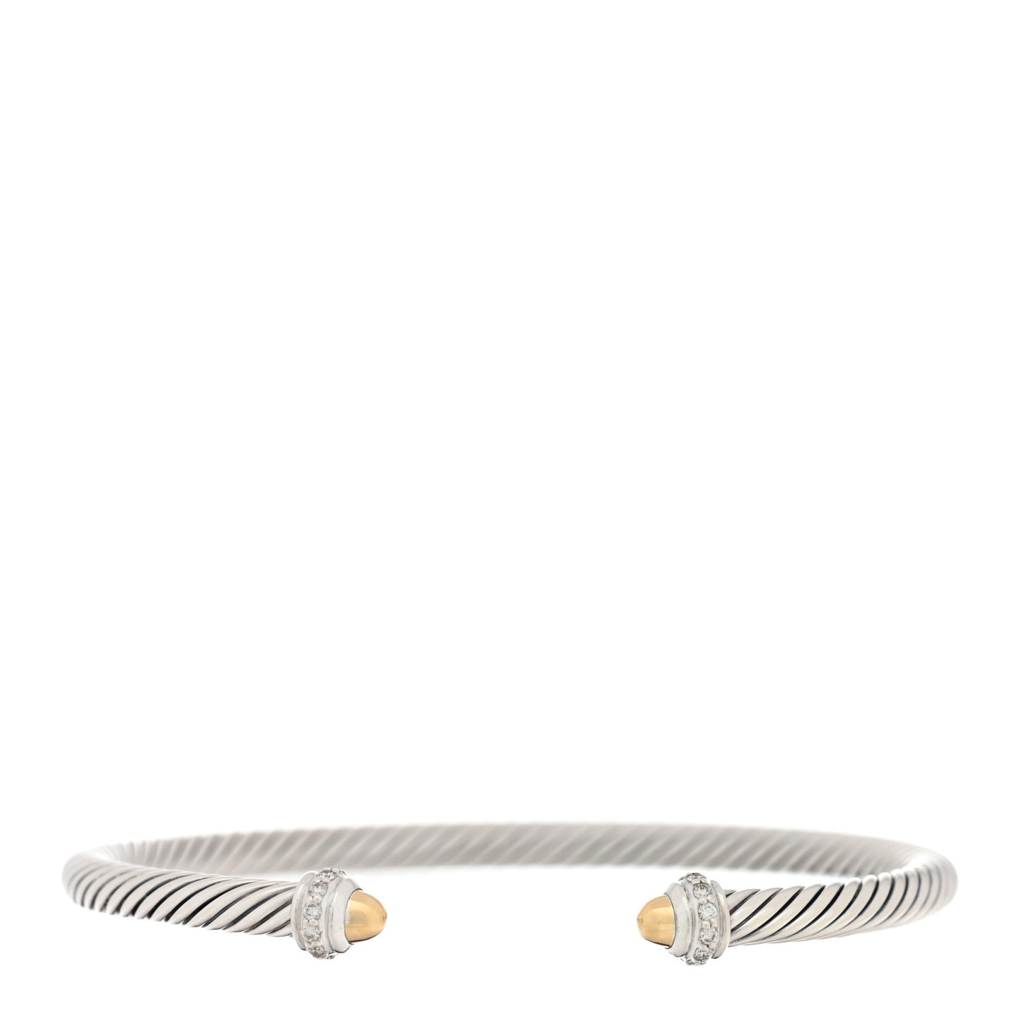 Sterling Silver 18K Yellow Gold Diamond 4mm Dome Cable Classics Bracelet