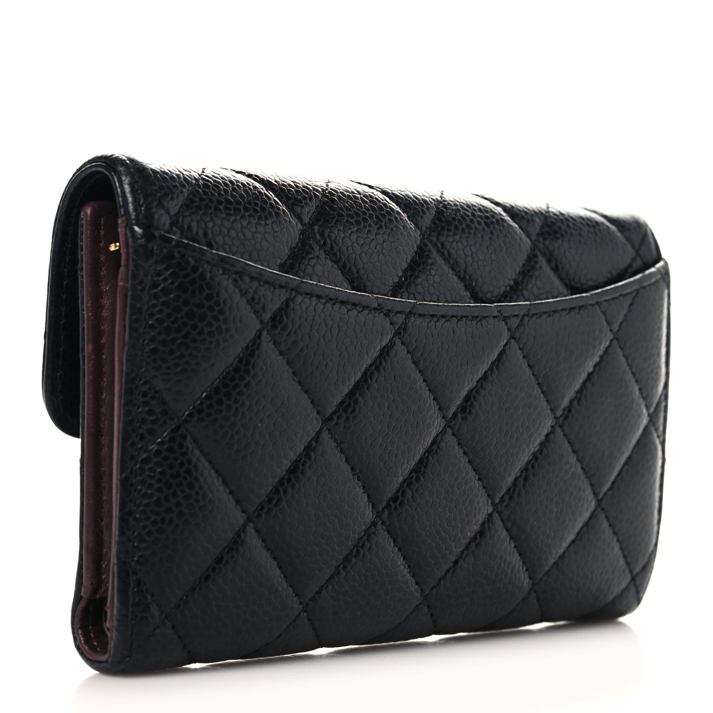 Caviar Quilted Medium Flap Wallet Black