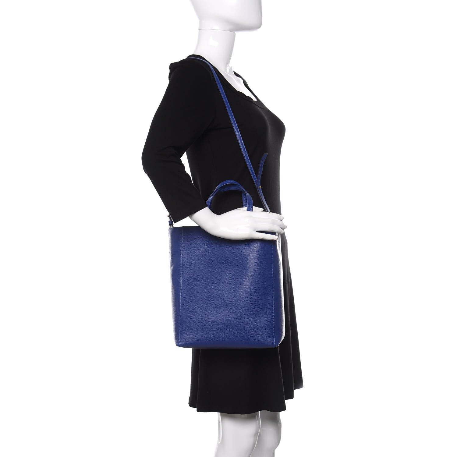 Celine Grained Calfskin Small Vertical Cabas Indigo 2 of 10