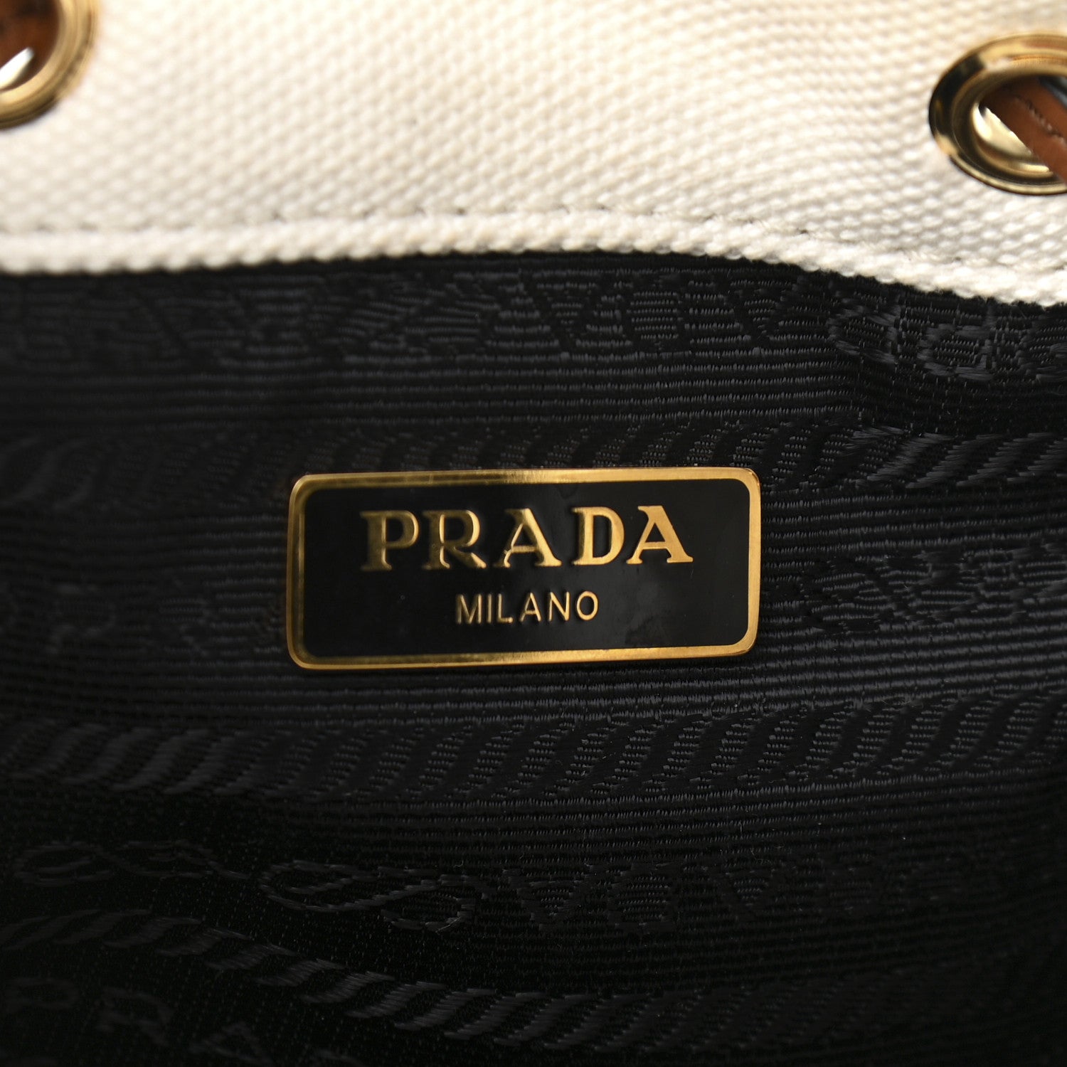 Prada Wicker Canvas Bucket Bag Naturale 6 of 14