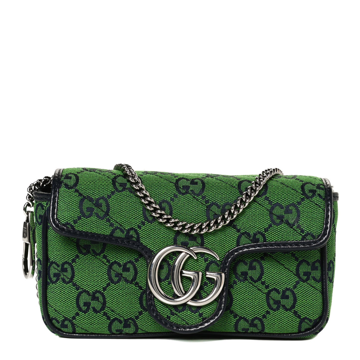 Monogram Multicolor Matelasse Diagonal Super Mini GG Marmont Shoulder Bag Green Blue