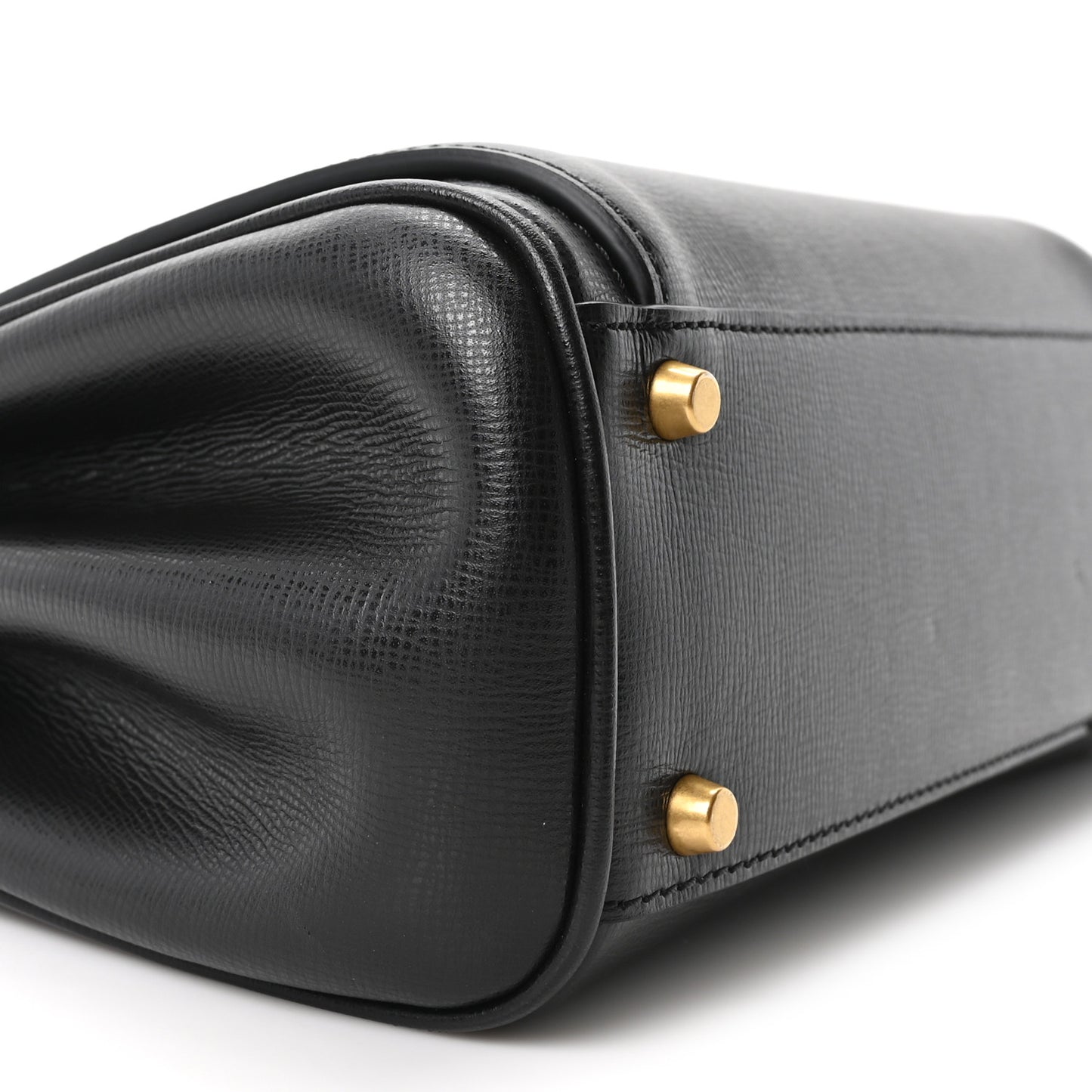 Grainy Calfskin Rockstud Medium Alcove Top-Handle Bag Black