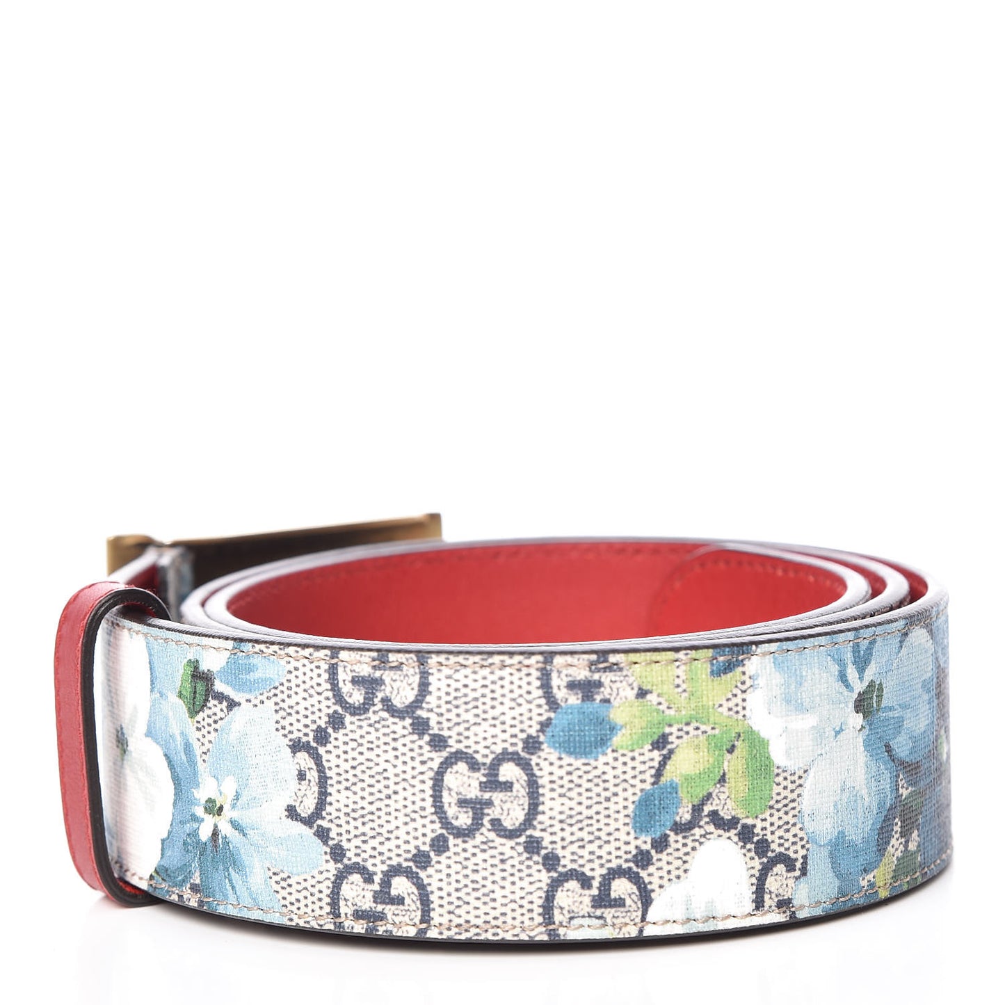 GG Plus Monogram Blooms Plaque Belt 85 34 Blue