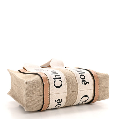 Chloe Linen Calfskin Mini Woody Ribbon Tote White Beige 4 of 10