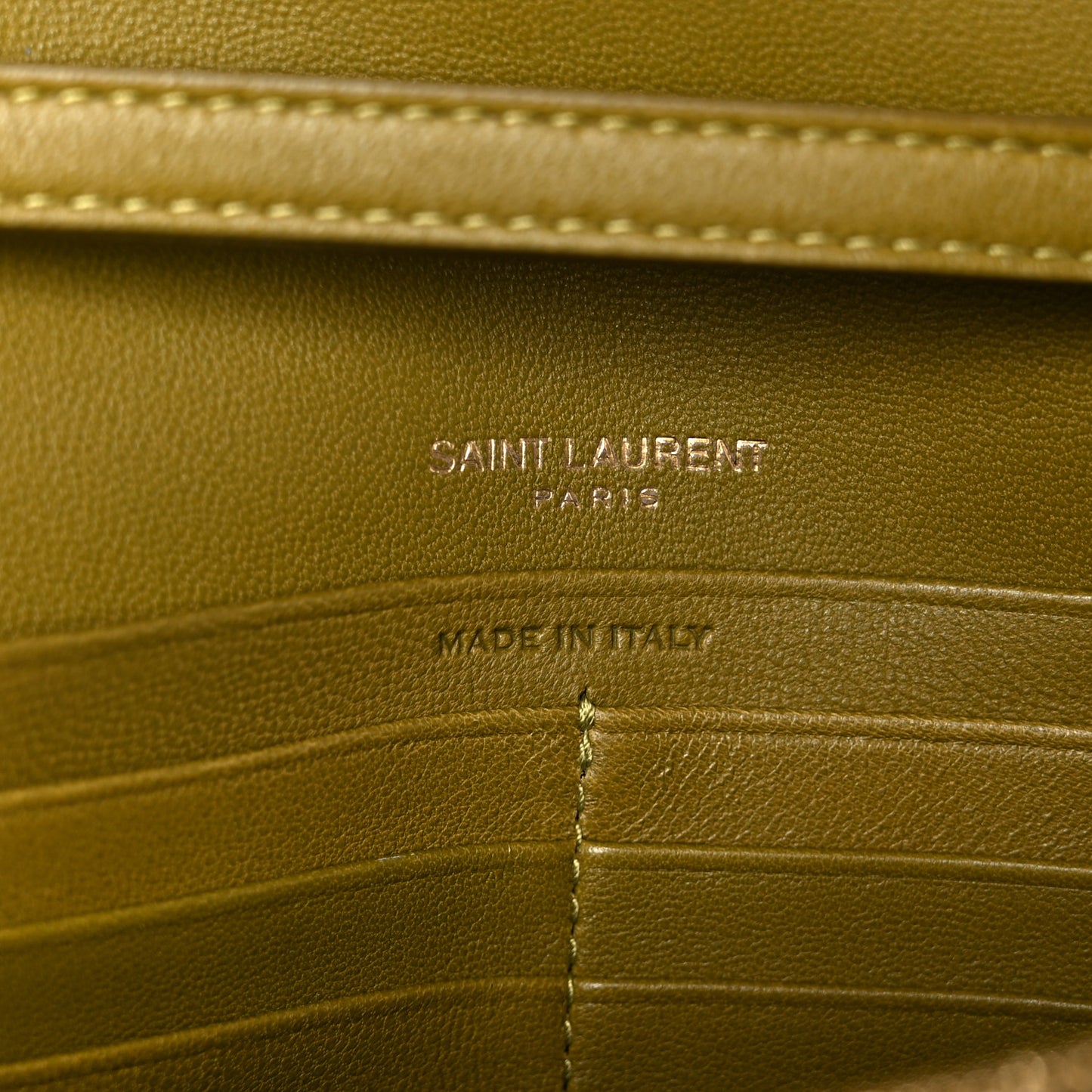 Lambskin Carre Quilted Cassandre Chain Wallet Olive Drab