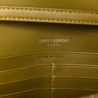 Saint Laurent Lambskin Carre Quilted Cassandre Chain Wallet Olive Drab 7 of 10