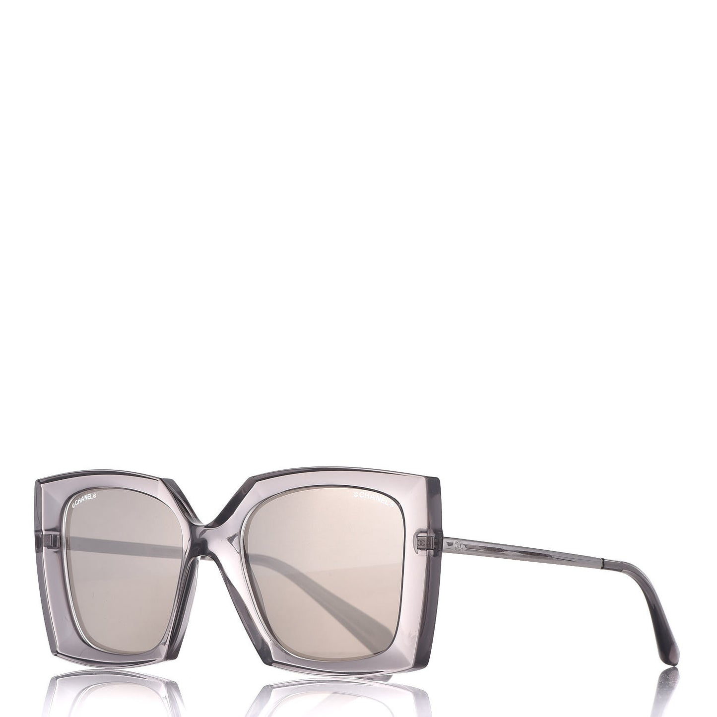18K White Gold Mirror Square Sunglasses 6051 Gray