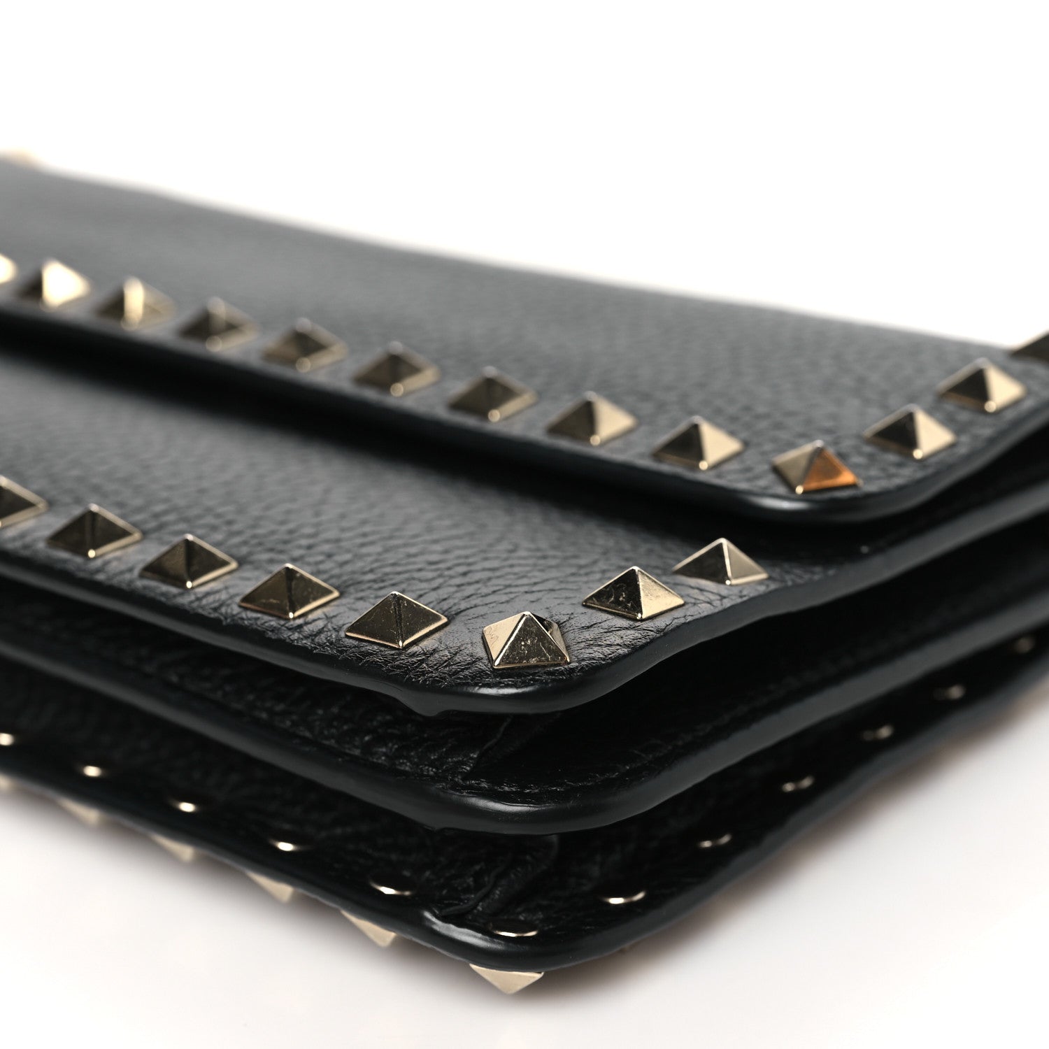 Valentino Garavani Pebbled Calfskin Rockstud Flap Wallet On Chain 9 of 10