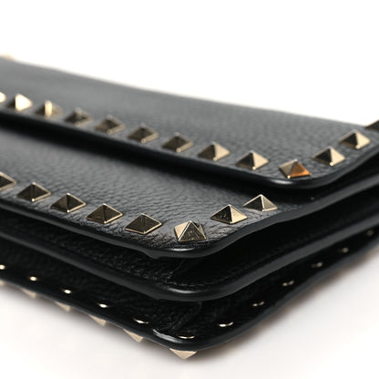 Valentino Garavani Pebbled Calfskin Rockstud Flap Wallet On Chain 9 of 10