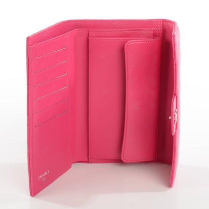 Chanel Lambskin Quilted Large Flap Wallet Dark Pink 5 of 8