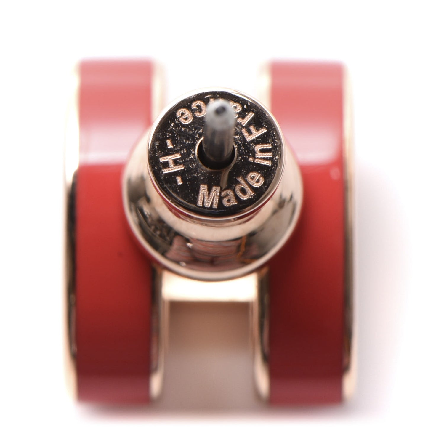 Rose Gold Lacquered Pop H Earrings Rouge Corail