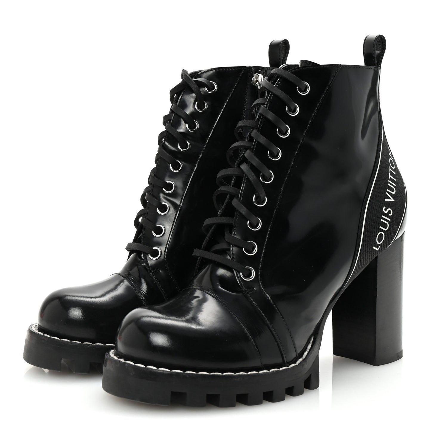Glazed Calfskin Star Trail Ankle Boots 39 Black