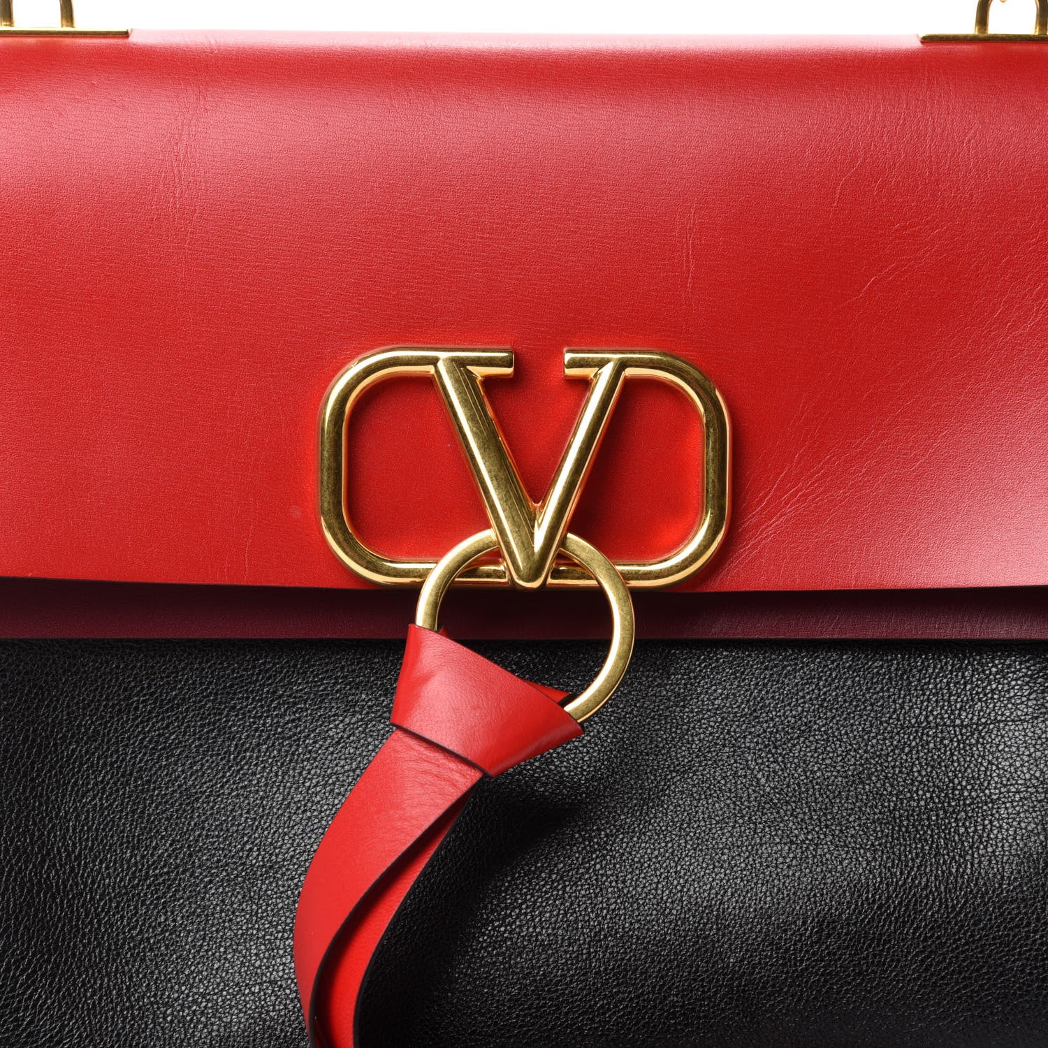 Valentino Garavani Smooth Calfskin Medium Vring Shoulder Bag Rouge Pur Cerise Black 11 of 11