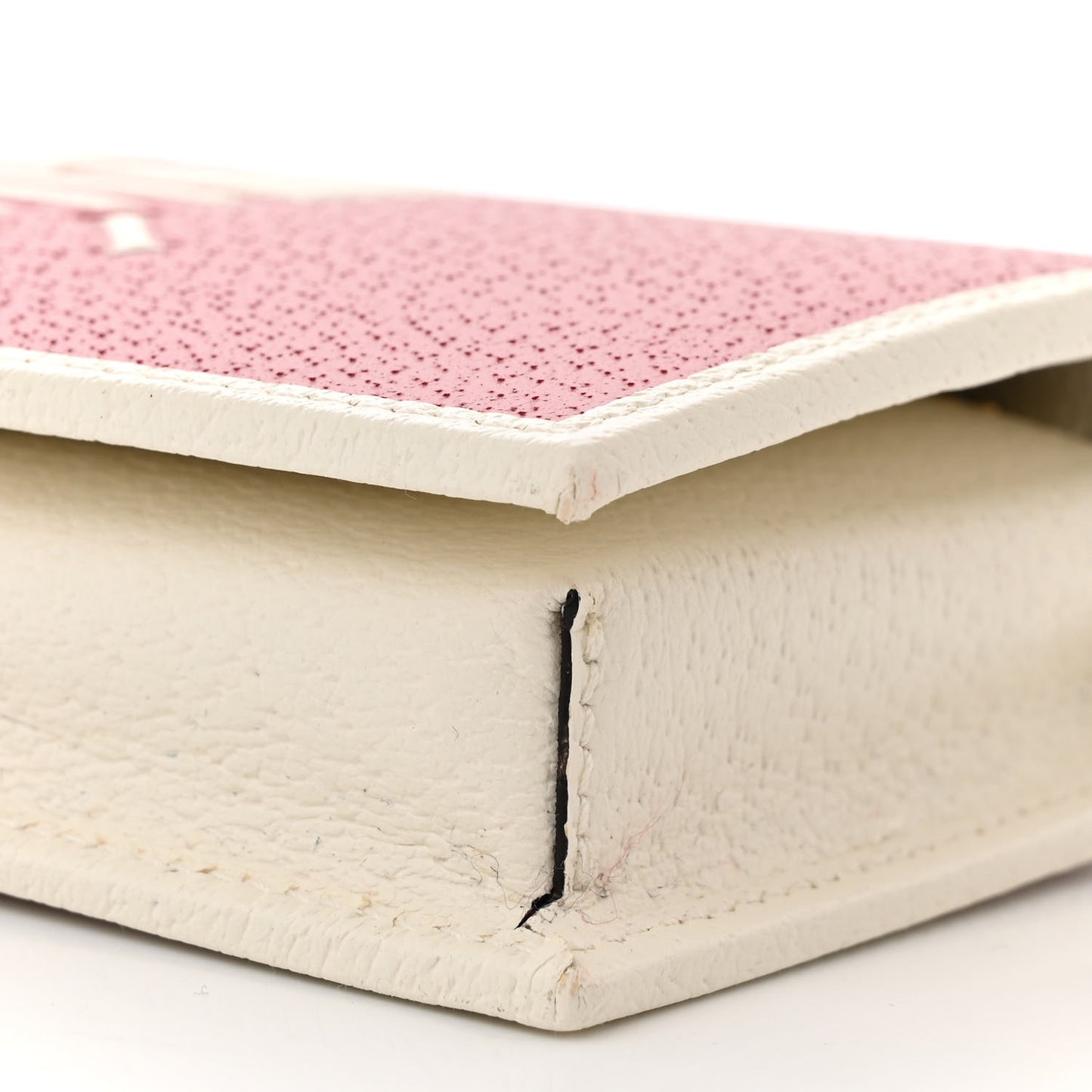 X ADIDAS Textured Dollar Calfskin Trefoil Embossed Wallet On Chain Hibiscus Red Off White