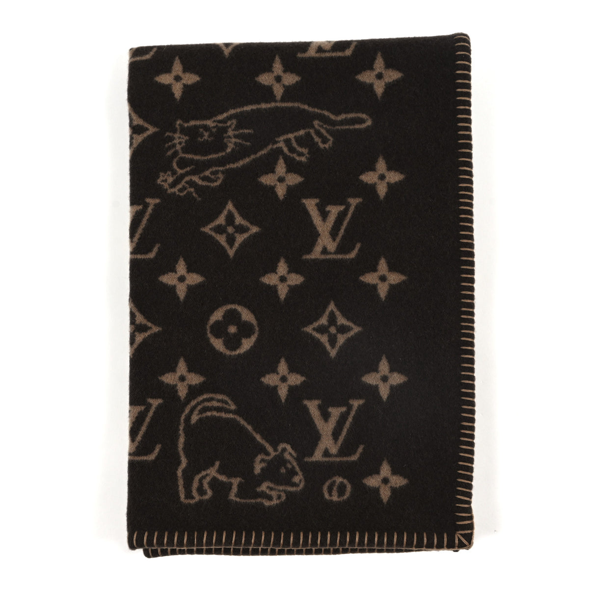 Louis Vuitton Wool Cashmere Catogram Small Blanket Brown 1 of 3
