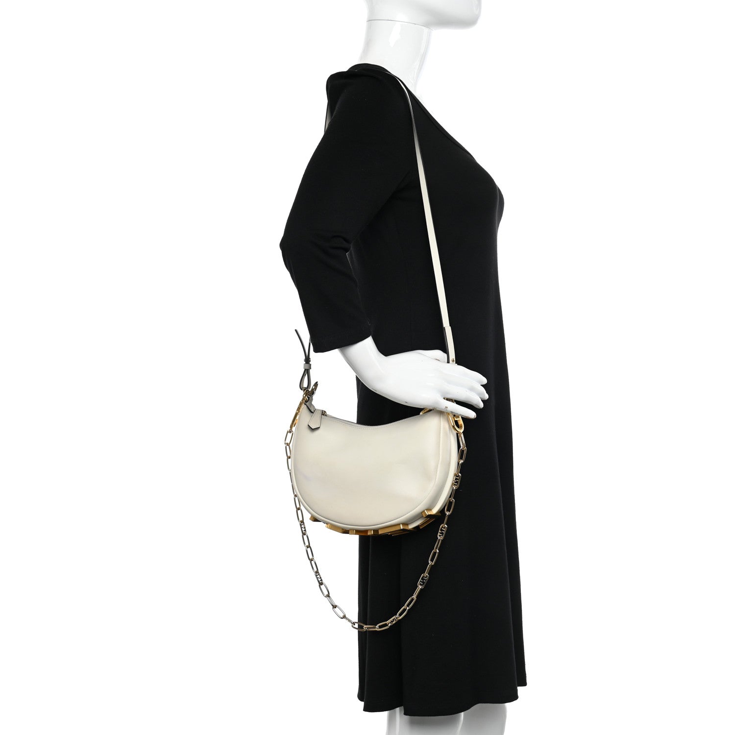 Fendi Vitello Grace Matte Mini Fendigraphy Hobo Bag White Ice 2 of 16