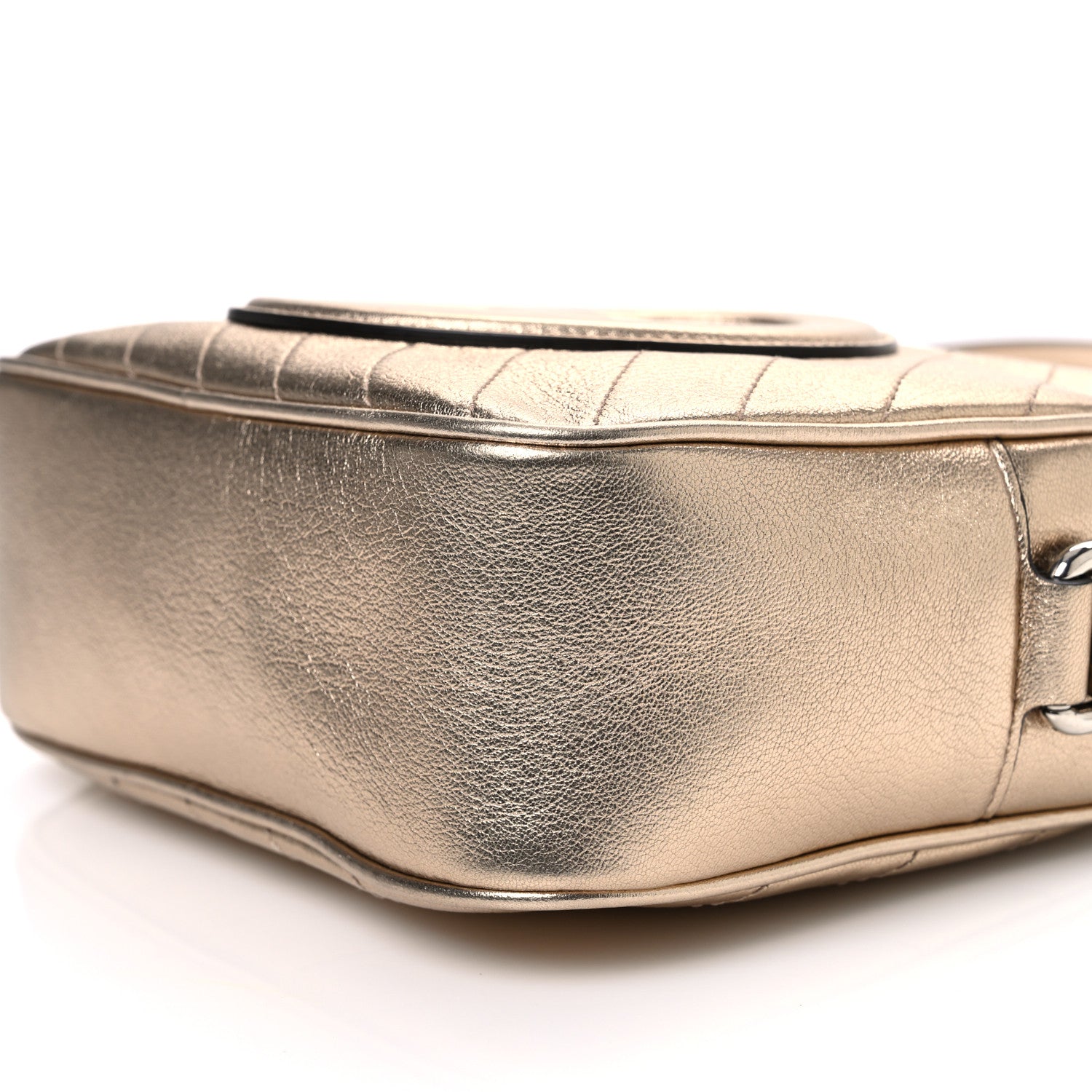 Gucci Metallic Sakai Be Green Calfskin Diagonal Stitched Small Blondie Shoulder Bag Golden Beige 10 of 10