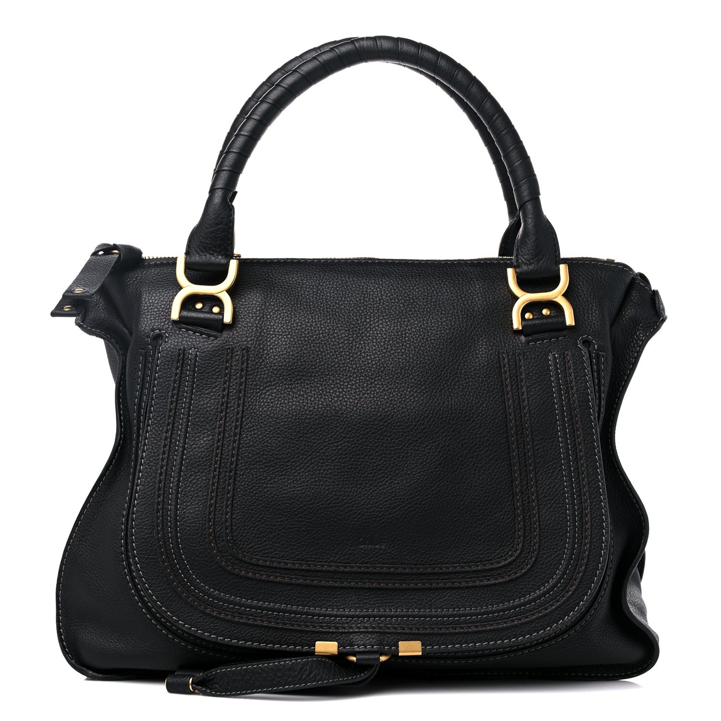 Calfskin Large Marcie Satchel Black