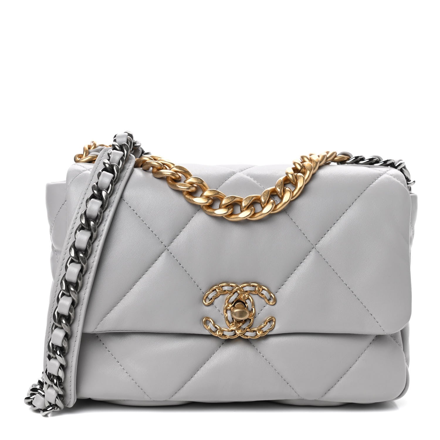 Chanel Lambskin Quilted Medium Chanel 19 Flap Grey 1 of 11