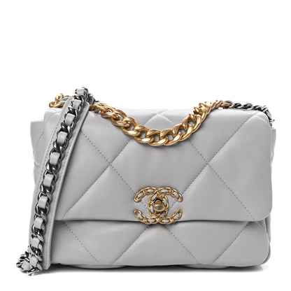Chanel Lambskin Quilted Medium Chanel 19 Flap Grey 1 of 11