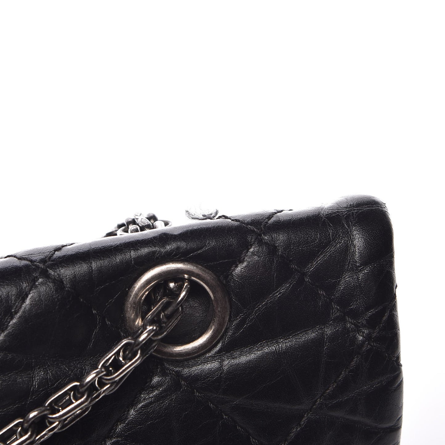 Aged Calfskin Quilted 2.55 Reissue 227 Flap Black