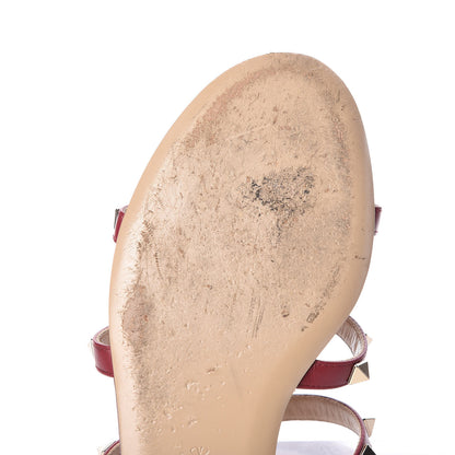 Valentino Garavani Calfskin Rockstud Caged Flat Slide Sandals 37.5 Rubino 12 of 13