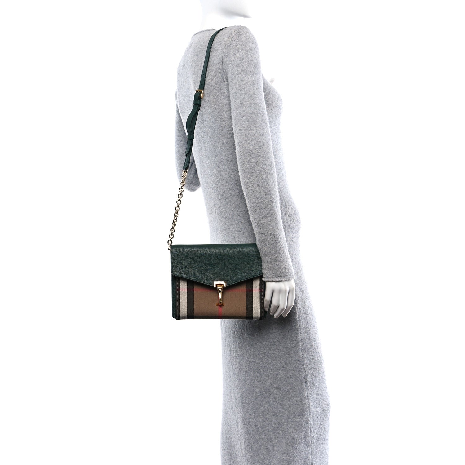 Burberry Derby Calfskin House Check Small Macken Crossbody Bag Vintage Green 2 of 10