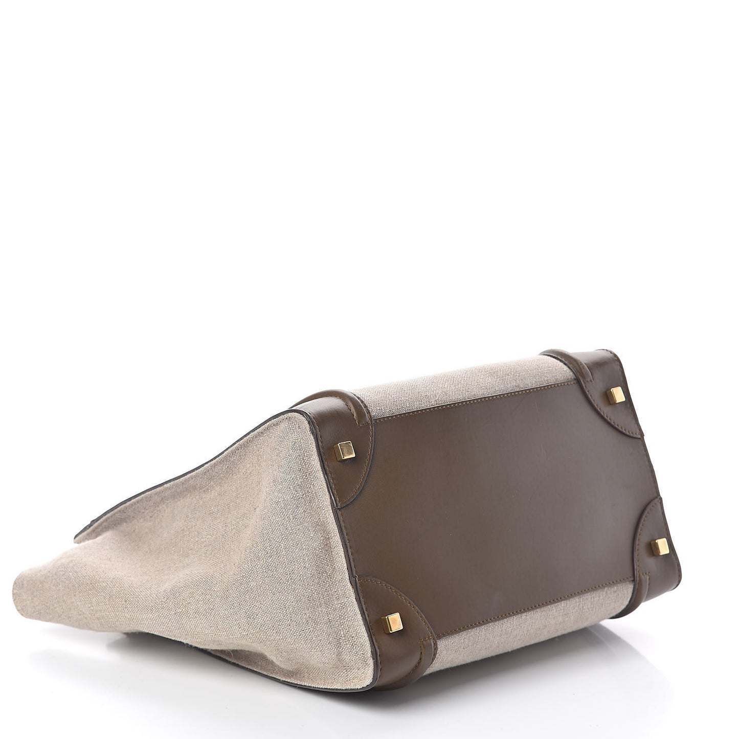 Natural Canvas Smooth Calfskin Mini Luggage Brown
