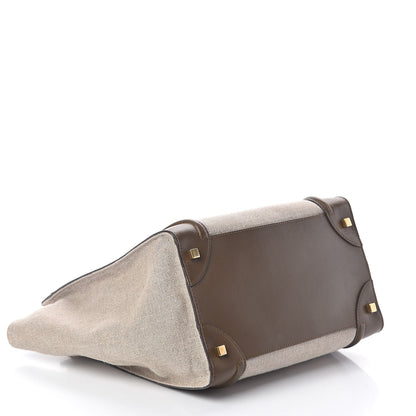 Celine Natural Canvas Smooth Calfskin Mini Luggage Brown 4 of 9