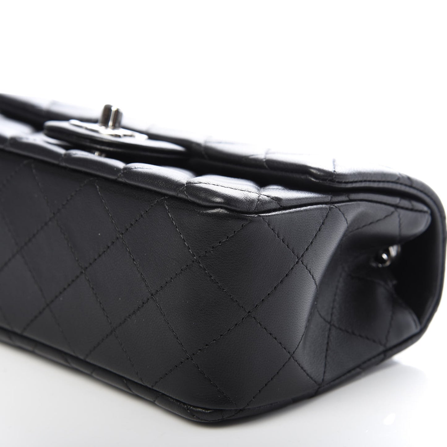 Lambskin Quilted Mini Rectangular Flap Black
