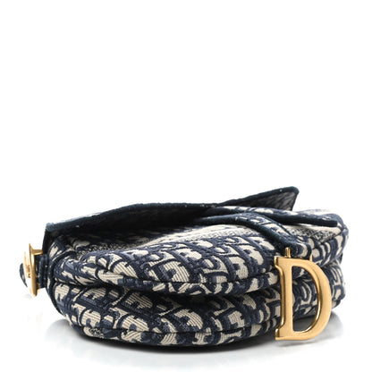 Christian Dior Oblique Embroidered Saddle Bag Blue 3 of 8