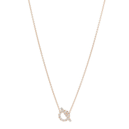 Hermes 18K Rose Gold Diamond Finesse Pendant Necklace 1 of 6