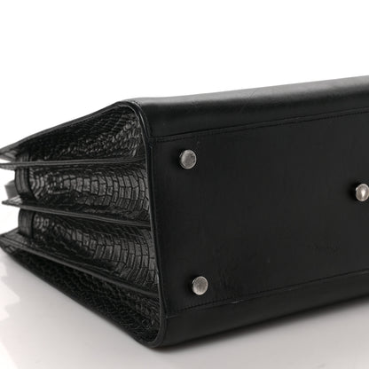 Saint Laurent Calfskin Crocodile Embossed Small Sac de Jour Black 7 of 8