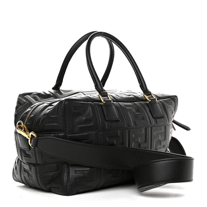 Fendi Nappa FF 1974 Embossed Small Boston Black 3 of 9