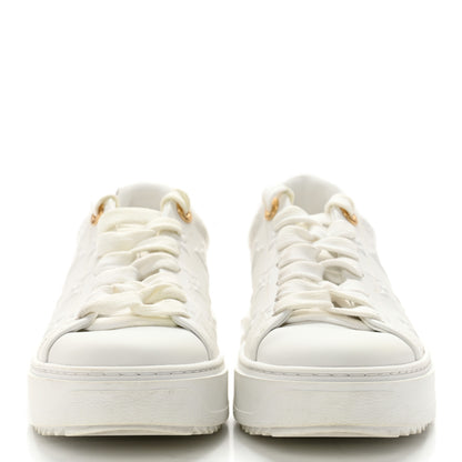 Louis Vuitton Lambskin Embossed Monogram Time Out Sneakers 36 White 2 of 11