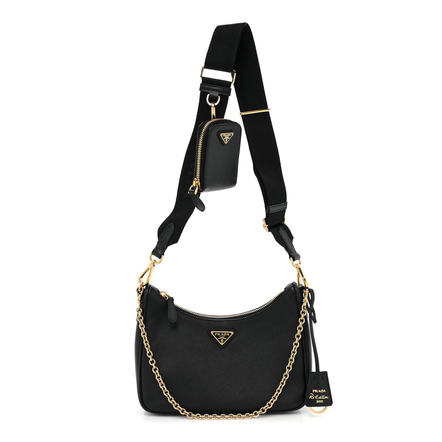 Saffiano Lux Re-Edition 2005 Shoulder Bag Black