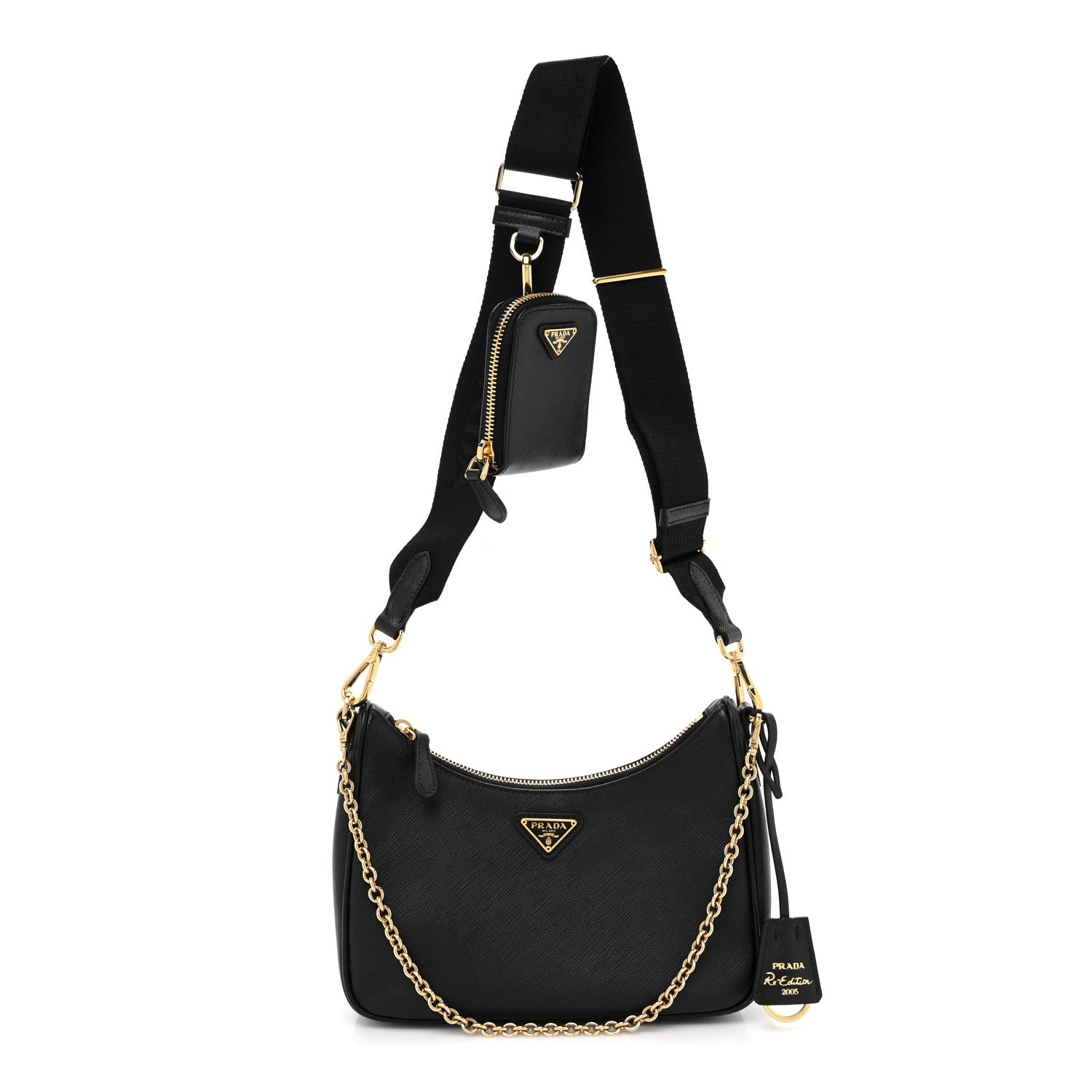 Prada Saffiano Lux Re-Edition 2005 Shoulder Bag Black 1 of 7