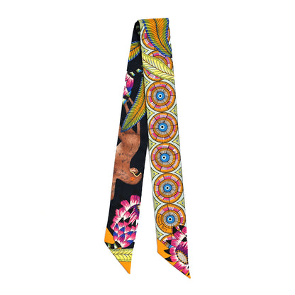 Hermes Silk The Savana Dance Twilly Black Vert Multicolor 2 of 4