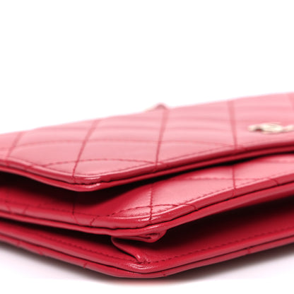 Chanel Lambskin Quilted Wallet On Chain WOC Dark Pink 10 of 12