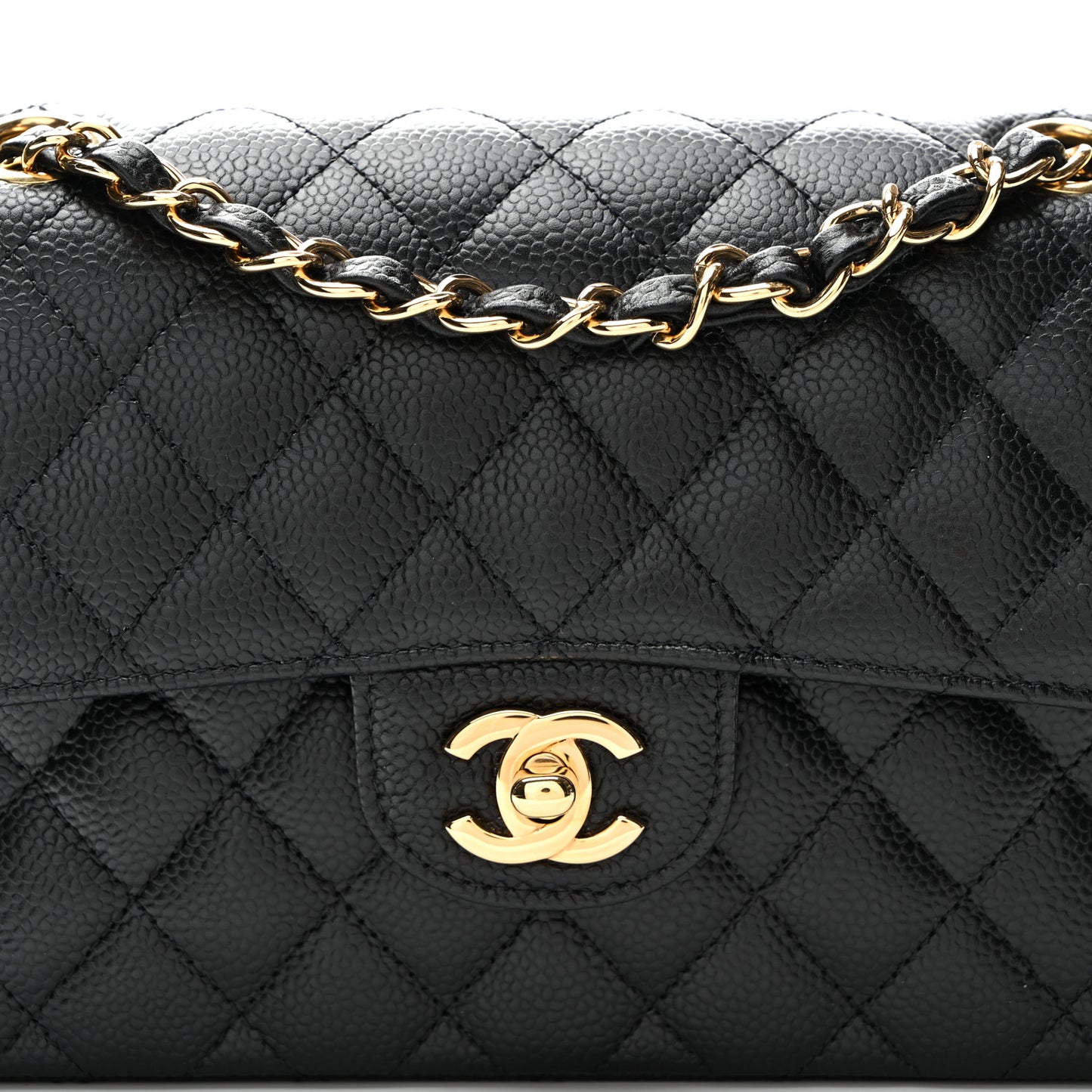 Caviar Quilted Small Double Flap Black