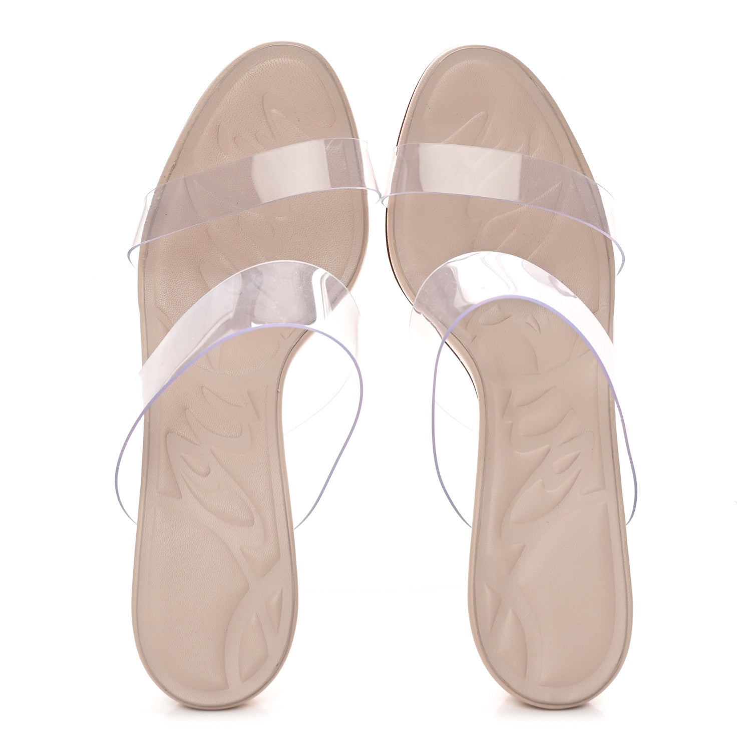 Christian Louboutin Patent PVC Just Nothing 85 Slide Sandals 37.5 Leche 2 of 10