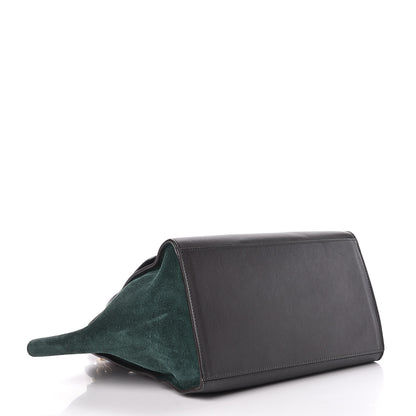 Celine Smooth Calfskin Suede Medium Tri-Color Trapeze Green Burgundy 4 of 15