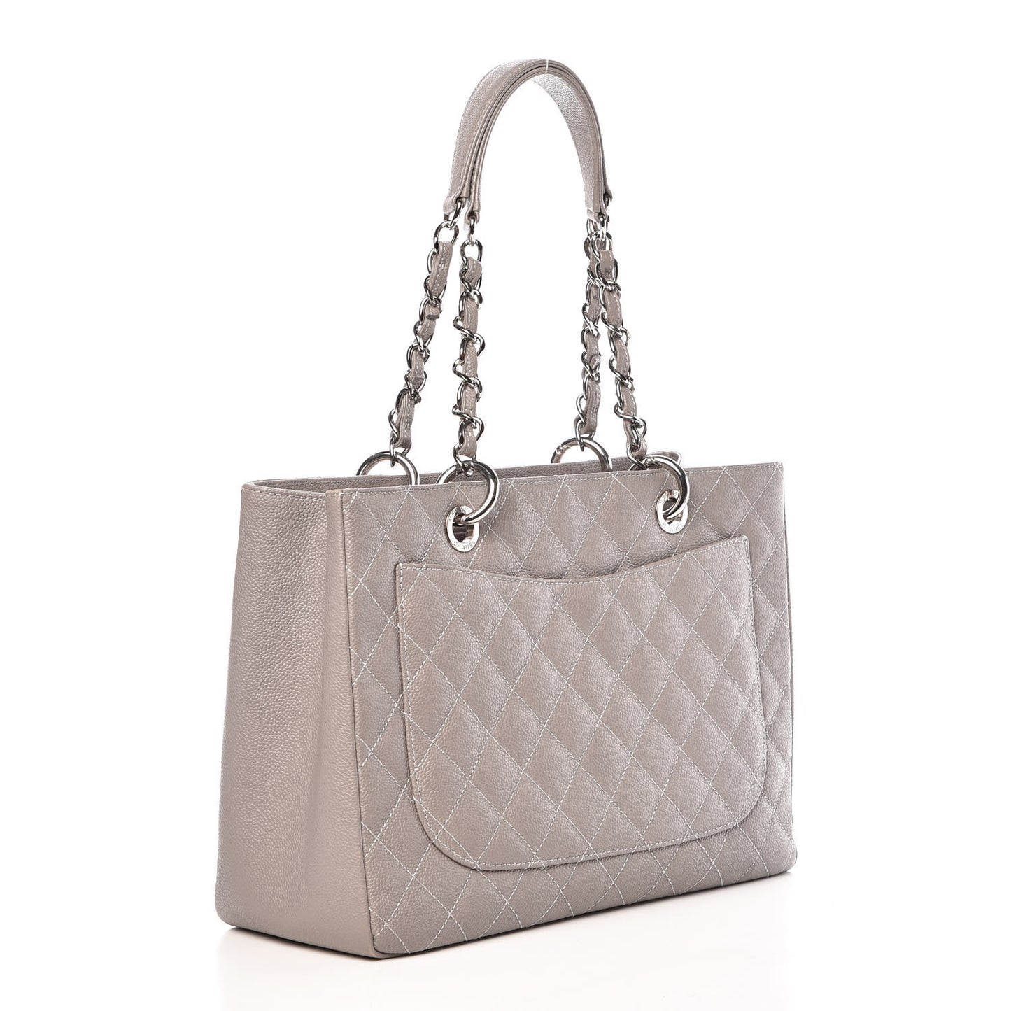 Caviar Quilted Grand Shopping Tote GST Light Grey